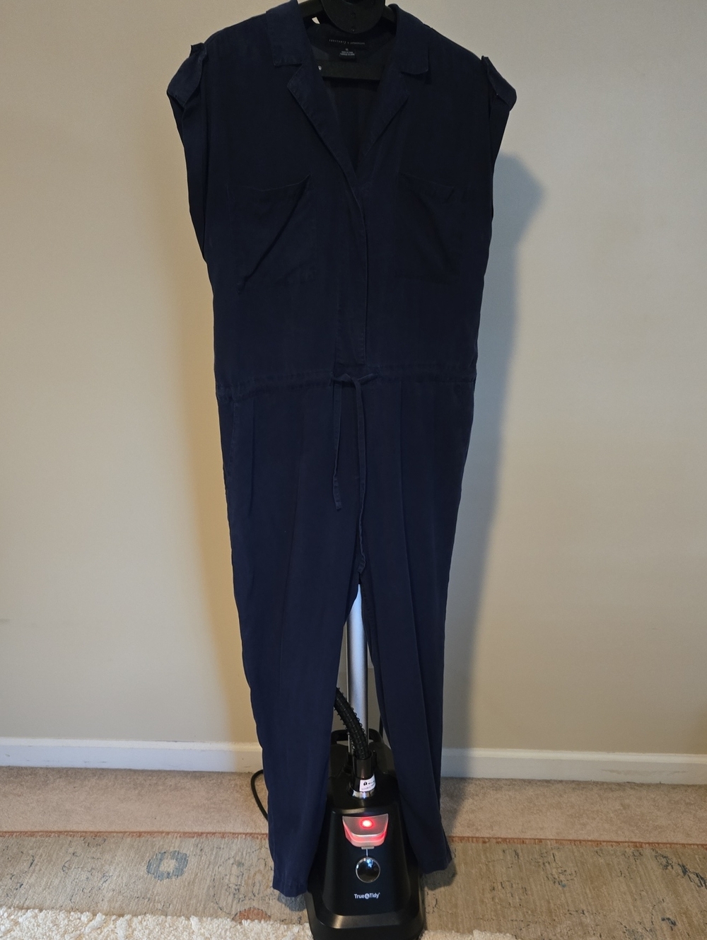 Anthropologie Navy Sleeveless Utility Jumpsuit